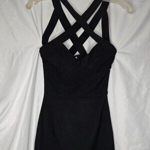 NWOT Black Strappy XS Bodycon Mini Dress Bondage / Shibari Theme TOBI
